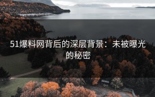 51爆料网背后的深层背景：未被曝光的秘密