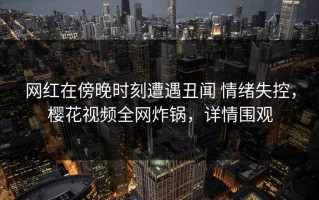网红在傍晚时刻遭遇丑闻 情绪失控，樱花视频全网炸锅，详情围观