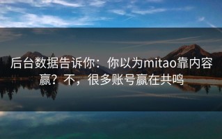 后台数据告诉你：你以为mitao靠内容赢？不，很多账号赢在共鸣