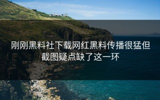 刚刚黑料社下载网红黑料传播很猛但截图疑点缺了这一环