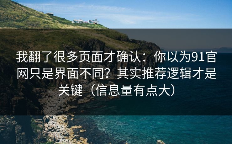 我翻了很多页面才确认:你以为91官网只是界面不同?其实推荐逻辑才是关键(信息量有点大) 我翻了很多页面才确认:你以为91官网只是界面不同?其实推荐逻辑才是关键(信息量有点大)